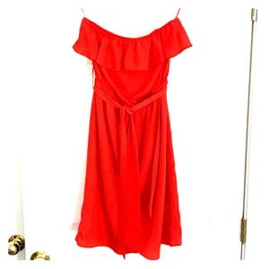 Pink Rose off the shoulder orange dress